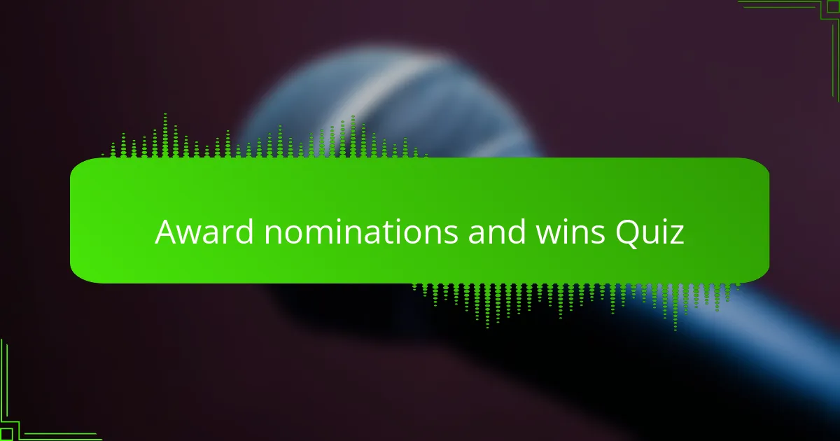 Award nominations and wins Quiz