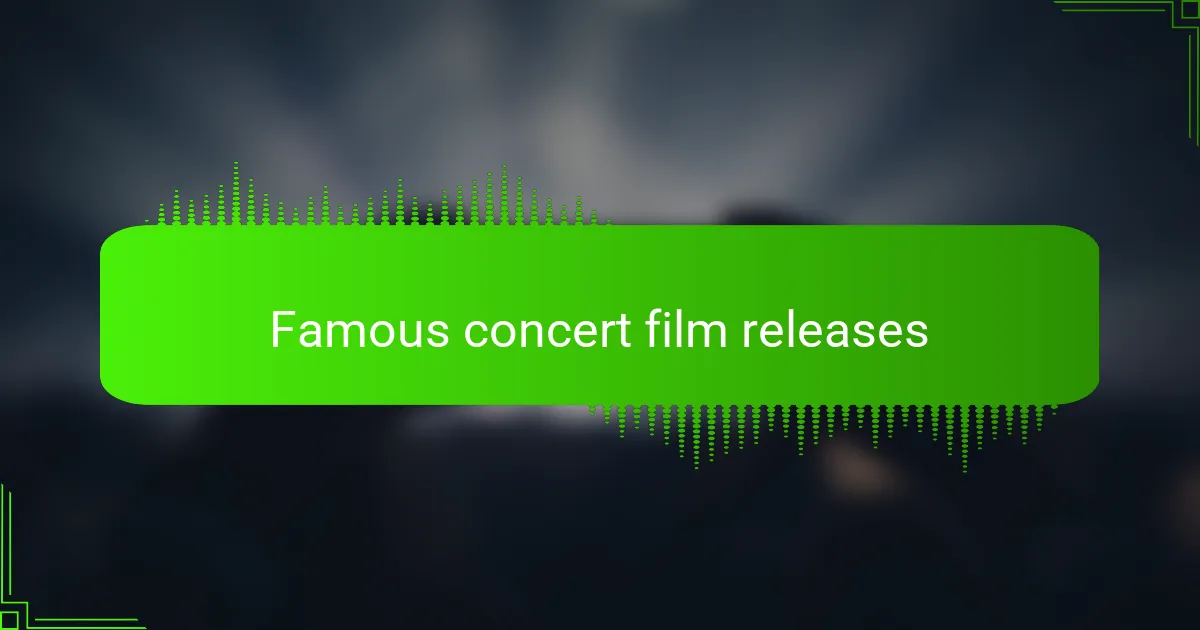 Famous concert film releases