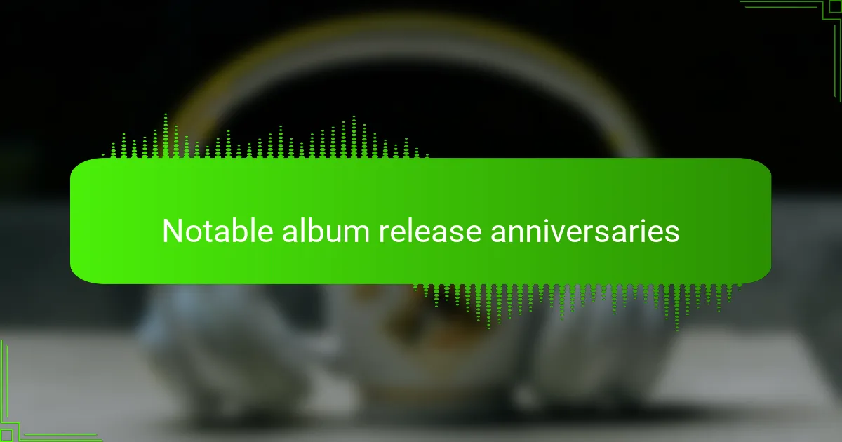 Notable album release anniversaries