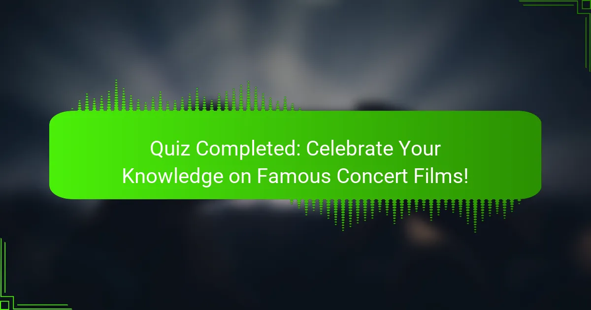 Quiz Completed: Celebrate Your Knowledge on Famous Concert Films!